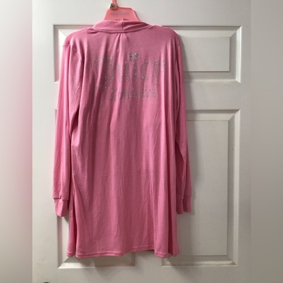 NWT Juicy Couture Pink Bow Print 3 Pajama Set Cardigan Rhinestone JC logo Size M - Picture 3 of 5